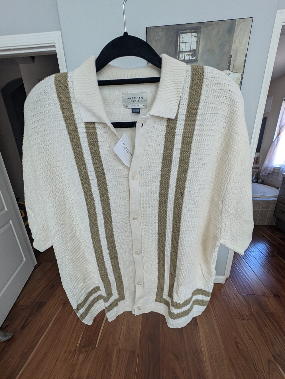 American Eagle Outfitters Soft Knit Full Button Polo Shirt Size X Large Nwt ❤️